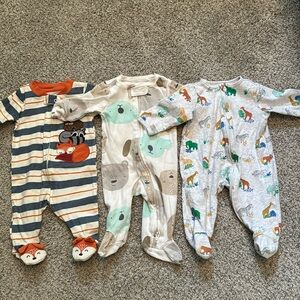 Bundle Lot Carters Boy Cotton Footed Sleepers 0-3 Months